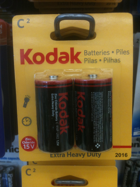 Kodak Size C Zinc Chloride Batteries: Front